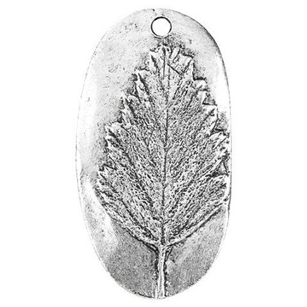 NUNN DESIGN Alder Leaf Charm Antique Silver Plated Pewter