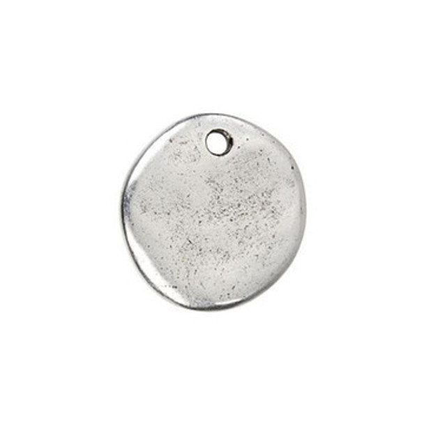 NUNN DESIGN Primitive Tag Small Circle Charm Antique Silver Plated Pewter