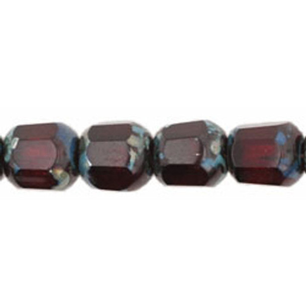 Cathedral Cut Octagonal 6mm Czech Glass Beads RUBY