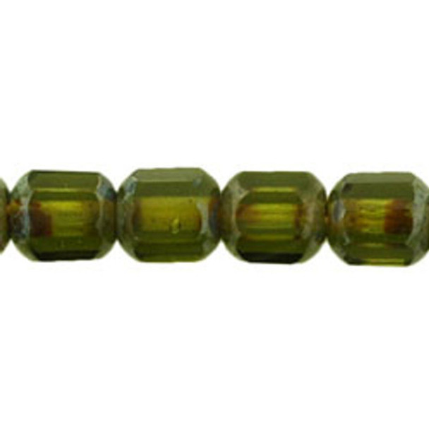 Cathedral Cut Octagonal 6mm Czech Glass Beads OLIVINE