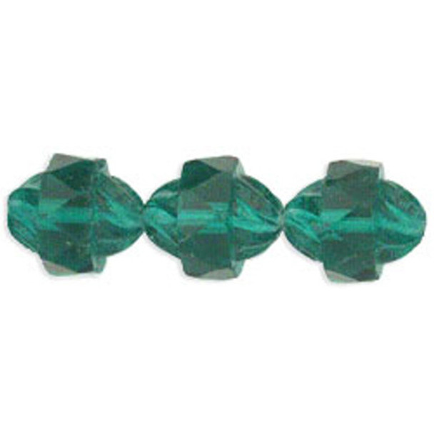 Oval Antique Style Faceted 12x9mm Czech Glass Beads EMERALD