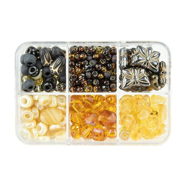 Czech Glass Beads Mix BUTTER TART Recipe Box