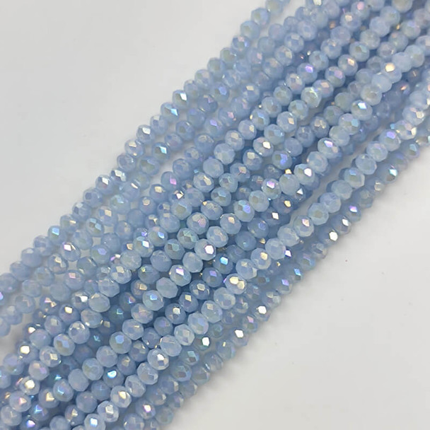 Chinese Crystal Rondelle Beads 3x2mm AIR BLUE OPAL LUSTER