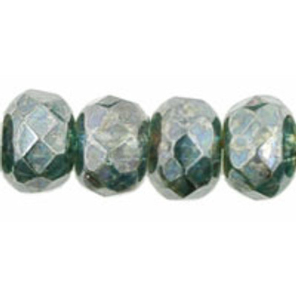 Czech Glass Beads Gemstone Rondelles LUSTER TRANSPARENT GREEN