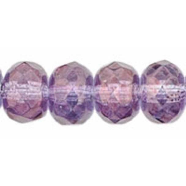 Czech Glass Beads Gem Rondelles LUSTER TRANSPARENT DENIM BLUE