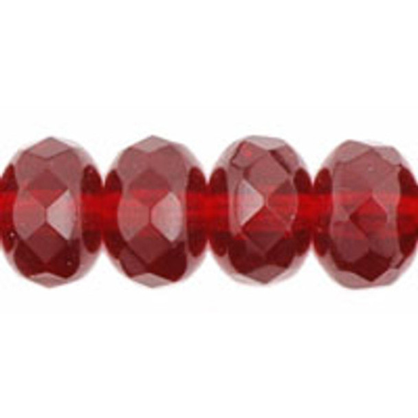 Czech Glass Beads Gemstone Rondelles RUBY 7x5mm