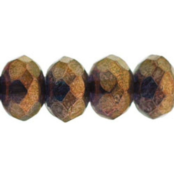 Czech Glass Beads Gemstone Rondelles BRONZE ILLUSION TOPAZ