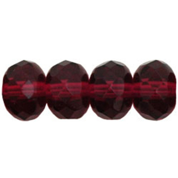 Czech Glass Beads Gemstone Rondelles FUCHSIA 9x6mm