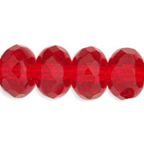 Czech Glass Beads Gemstone Rondelles SIAM RUBY 9x6mm