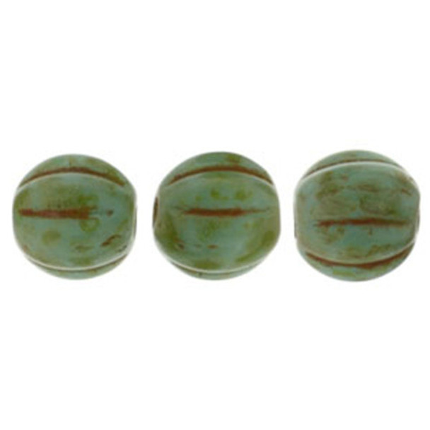 Czech Glass Melon Beads TURQUOISE PICASSO