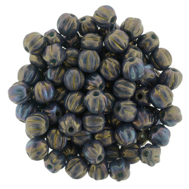 Czech Glass Melon Beads OXIDIZED BRONZE 5mm