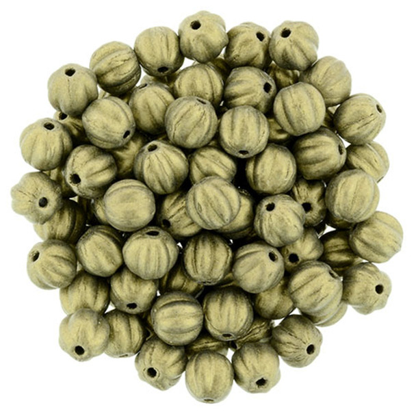 Czech Glass Melon Beads METALLIC SUEDE GOLD 5mm