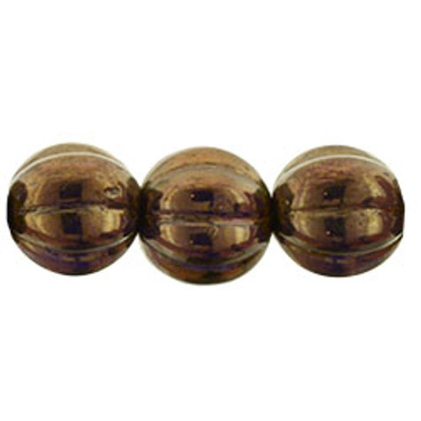 Czech Glass Melon Beads PATINA TANZANITE 8mm