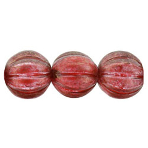 Czech Glass Melon Beads HALO CARDINAL 8mm
