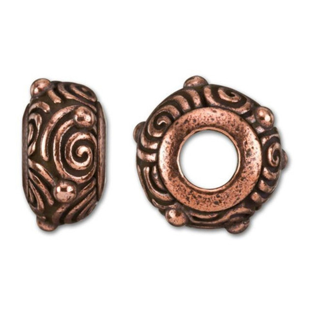 TierraCast BEAD-Spiral Euro-Antiqued Copper Plated