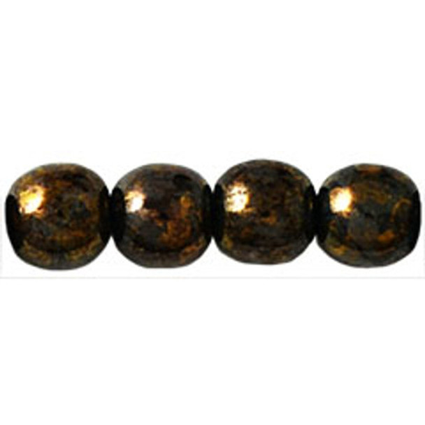 Czech Glass DRUK Beads 6mm Round JET BRONZE PICASSO