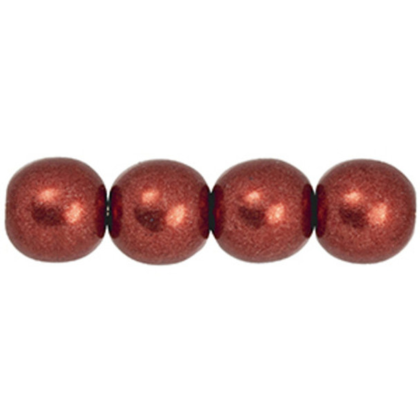 Czech Glass DRUK Beads 6mm Round SATURATED METALLIC MERLOT