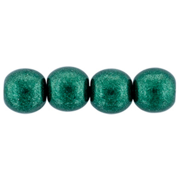 Czech Glass DRUK Beads 6mm Round SATURATED METALLIC MARTINI OLIVE