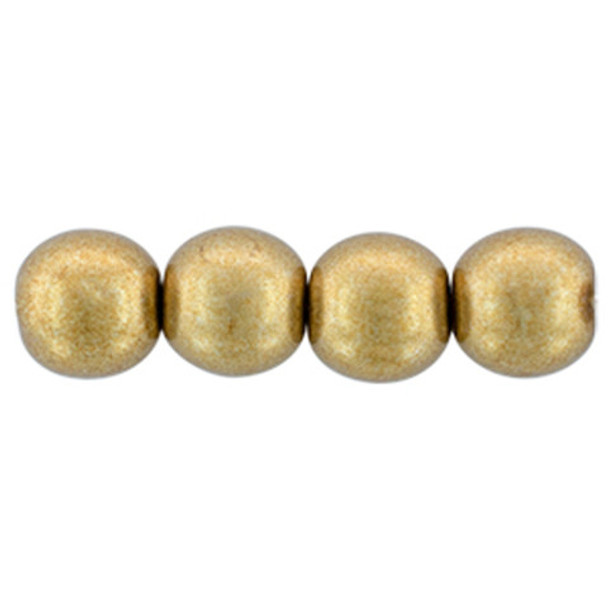 Czech Glass DRUK Beads 6mm Round SATURATED METALLIC CEYLON YELLOW