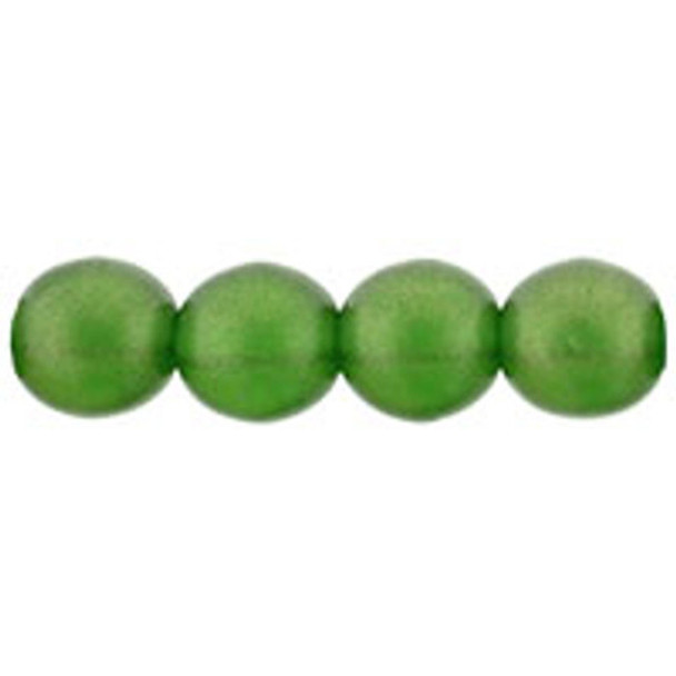 Czech Glass DRUK Beads 6mm Round SUEDED GOLD EMERALD