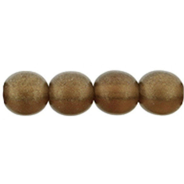 Czech Glass DRUK Beads 6mm Round SUEDED GOLD SMOKY TOPAZ