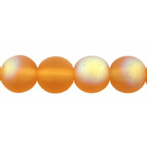 Czech Glass DRUK Beads 6mm Round MATTE MED TOPAZ AB