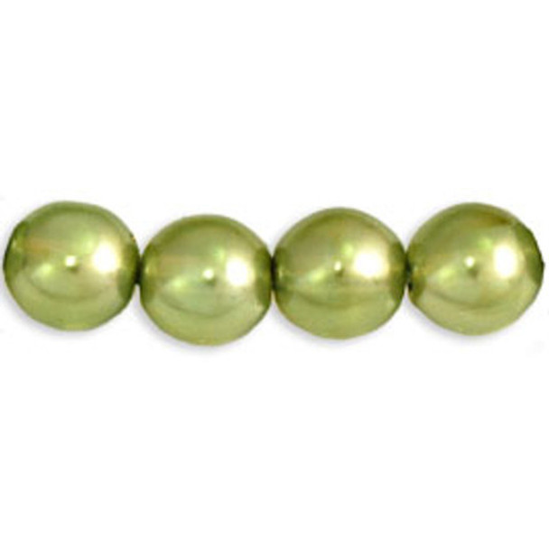 Czech Glass 6mm Round Druk Beads PEARL LIGHTS LT OLIVE