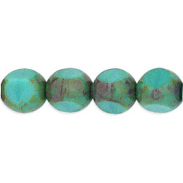 Antique Style Triangle Czech Glass TURQUOISE PICASSO 8mm