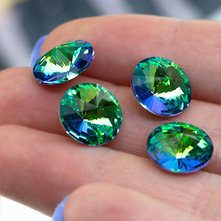 Krakovski Crystal Rivoli 12mm GREEN SPHINX| Eureka Crystal Beads