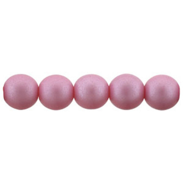 Czech Glass Pearls Round MATTE FLAMINGO