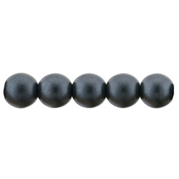 Czech Glass Pearls Round CHARCOAL