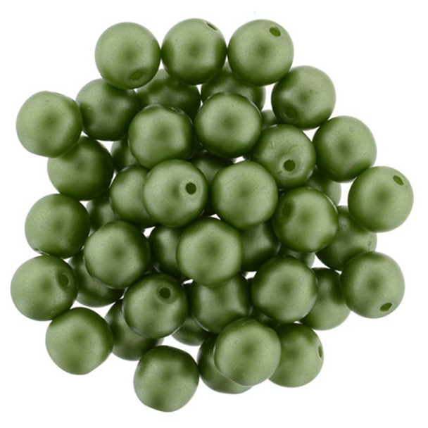 Czech Glass Pearls 6mm Round OLIVE