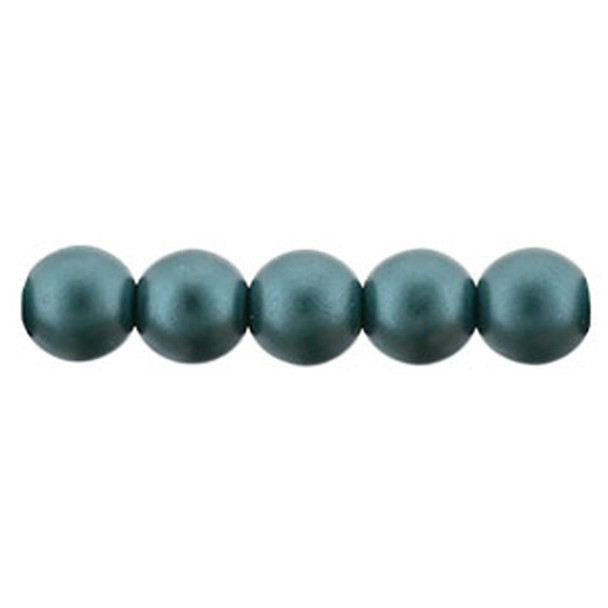 Czech Glass Pearls Round TEAL