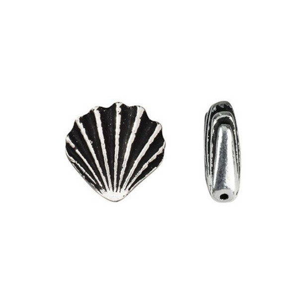 TierraCast BEAD-Large Shell-Antiqued Silver Plated