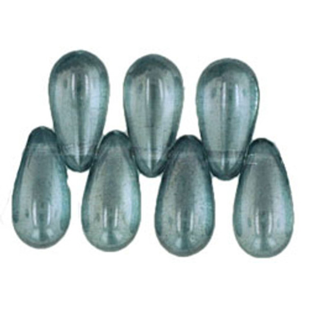 Drop Beads Czech Glass LUSTER TRANSPARENT BLUE 10x5mm