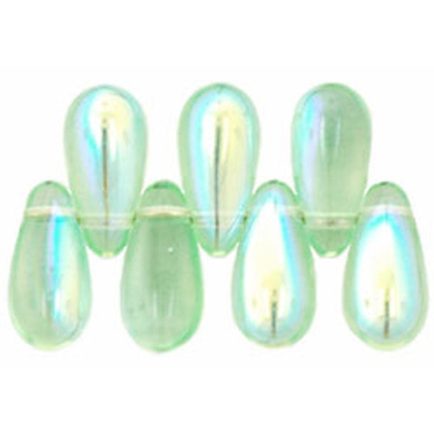 Drop Beads Czech Glass PERIDOT AB 10x5mm