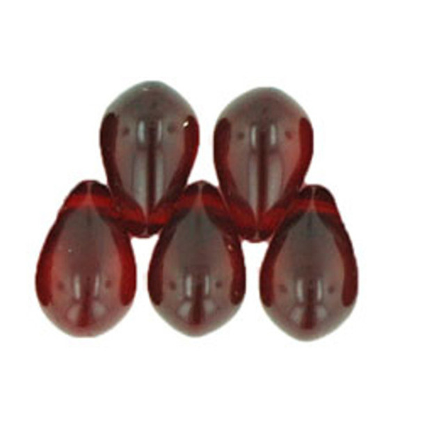 Drop Beads Czech Glass RUBY 9x6mm