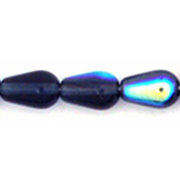 Tear Drop Beads Vertical Hole Czech Glass MONTANA BLUE AB 9x6mm