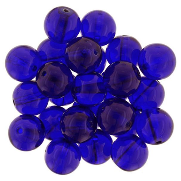 Czech Glass DRUK Beads 8mm Round COBALT