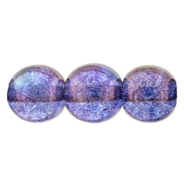 Czech Glass DRUK Beads Round LUSTER TRANSPARENT DENIM BLUE