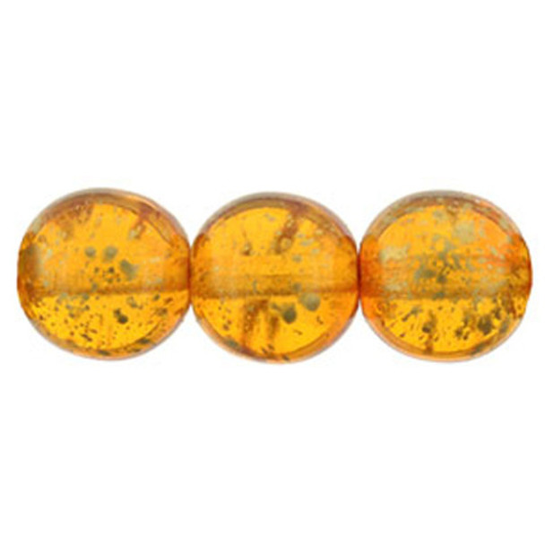 Czech Glass DRUK Beads Round SUNSHINE DUST