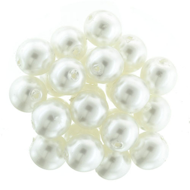 Czech Glass DRUK Beads 8mm Round PEARL SNOW