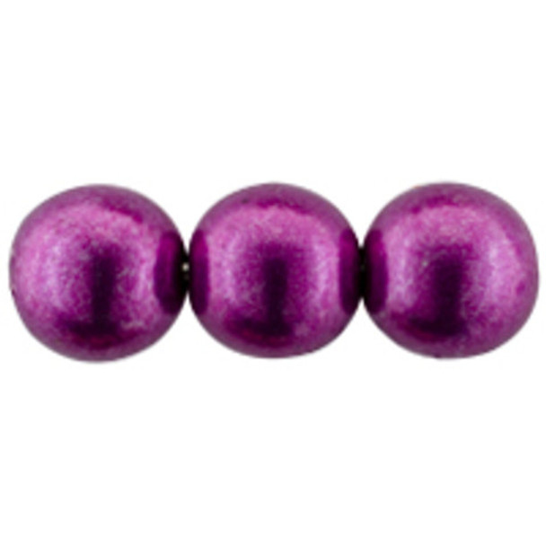 Czech Glass DRUK Beads 8mm Round SUEDED GOLD FUCHSIA RED