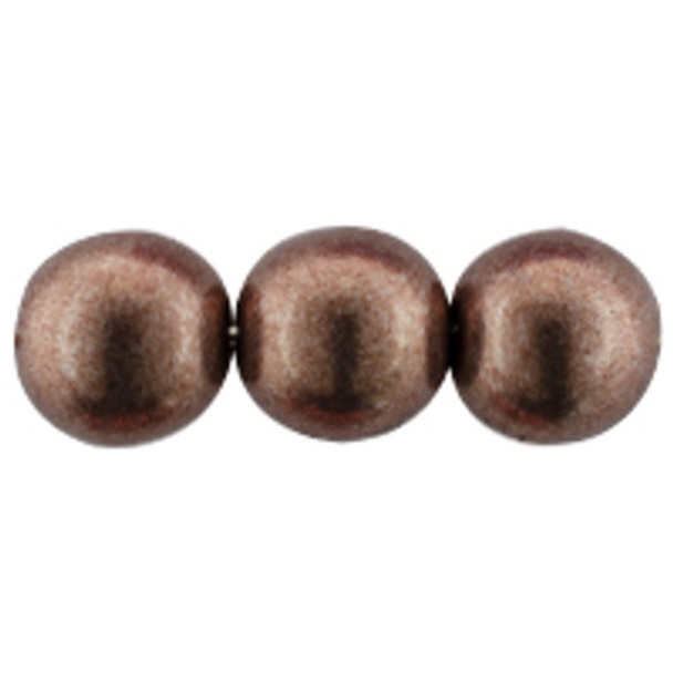 Czech Glass DRUK Beads 8mm Round SUEDED GOLD ASH ROSE