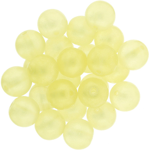 Czech Glass DRUK Beads 8mm Round SUEDED GOLD JONQUIL