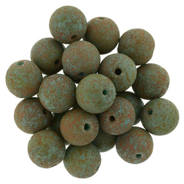 Czech Glass DRUK Beads 8mm Round TURQUOISE STONE PICASSO