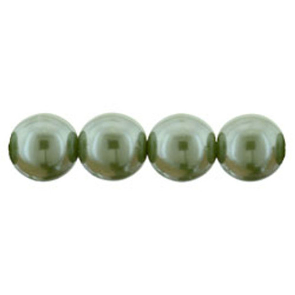 Czech Glass DRUK Beads Round PEARL SAGE GREEN