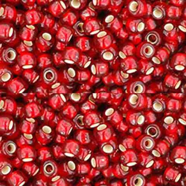 Toho ROUND 15/0 Seed Beads SILVER LINED FROSTED RUBY
