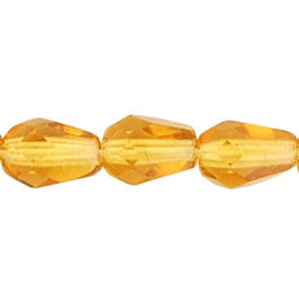 Faceted Vertical Teardrop Beads Czech Glass Firepolish TOPAZ 7x5mm