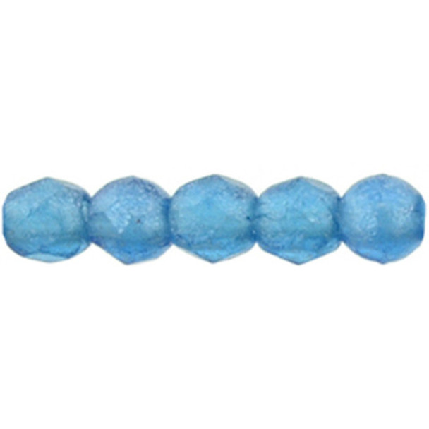 Czech Glass FIREPOLISH 2mm FLASH PEARL CAPRI BLUE